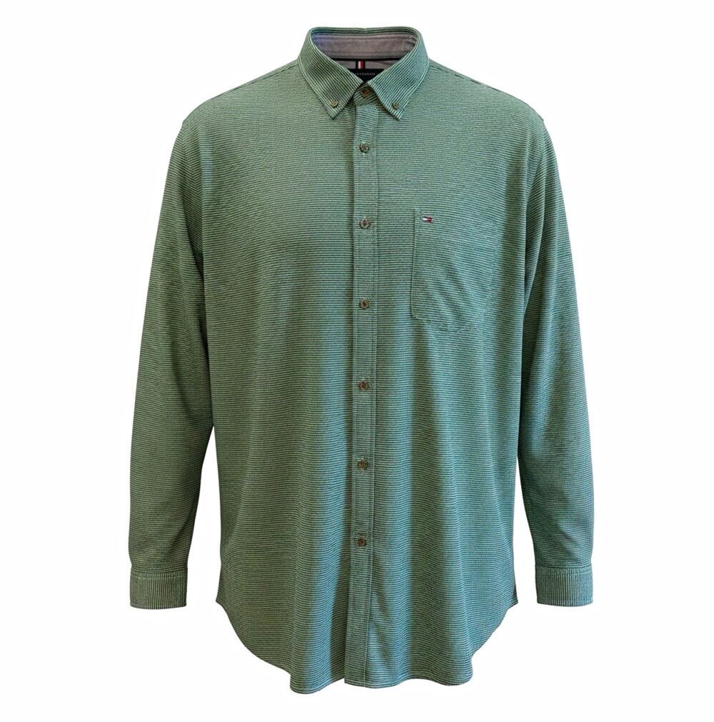 Tommy Hilfiger Striped Cotton Woven Button-Down Long Sleeve Slim Shirt 2XL